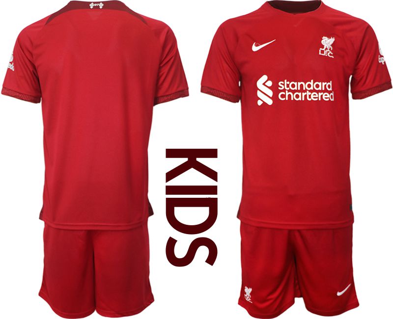 Youth 2022-2023 Club Liverpool home red blank Soccer Jersey